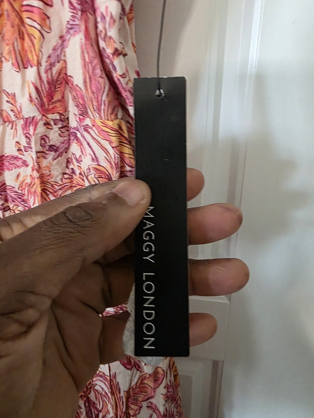 NWT Maggy London Tropical Print Midi Dress Size 14 Pink Palm Fit & Flare Sundres - Picture 11 of 12